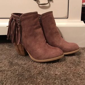 Francesca's Fringe Suede Booties